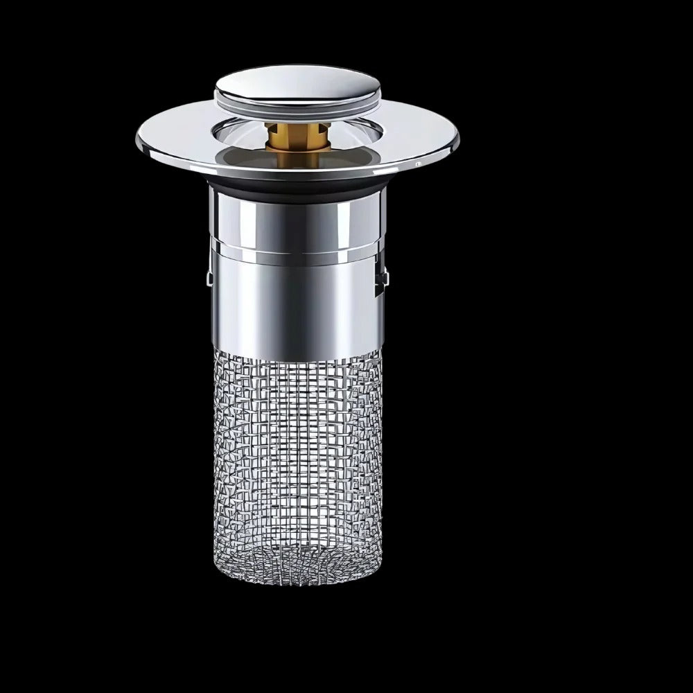 Pop-Up Sink Stopper with Basket Strainer and Odor Seal for Standard Drains