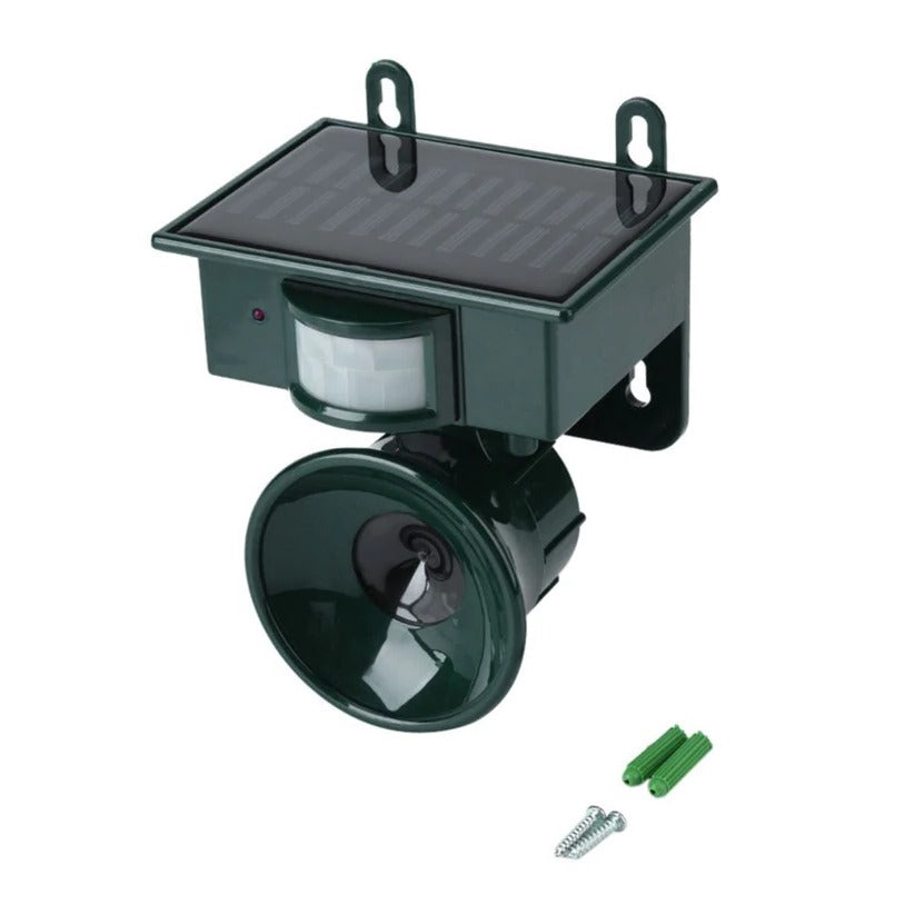Motion-Activated Bird Deterrent with Solar Panel and Adjustable Sound Frequency