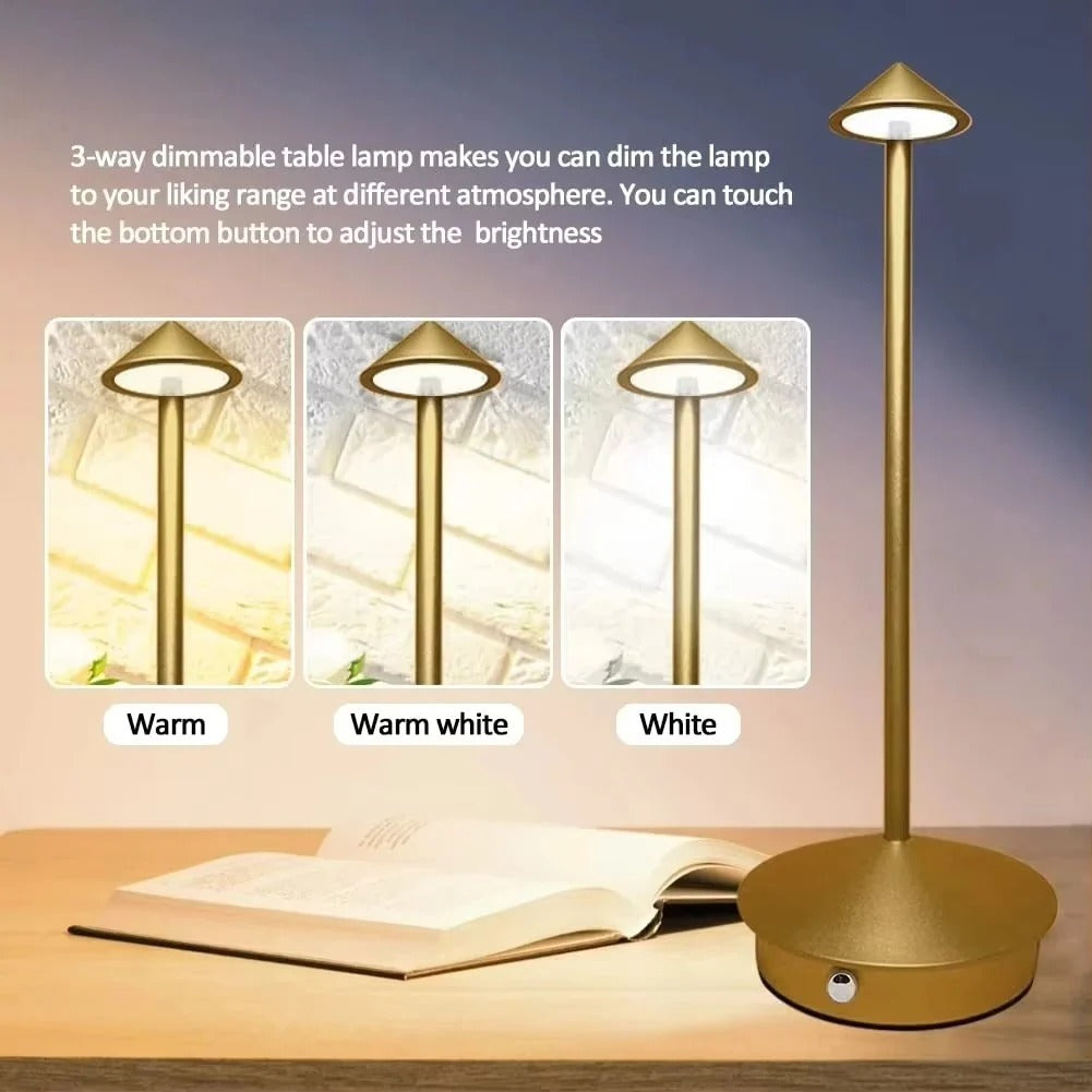 Touch Control LED Desk Lamp with Three Color Temperatures and Rechargeable Battery