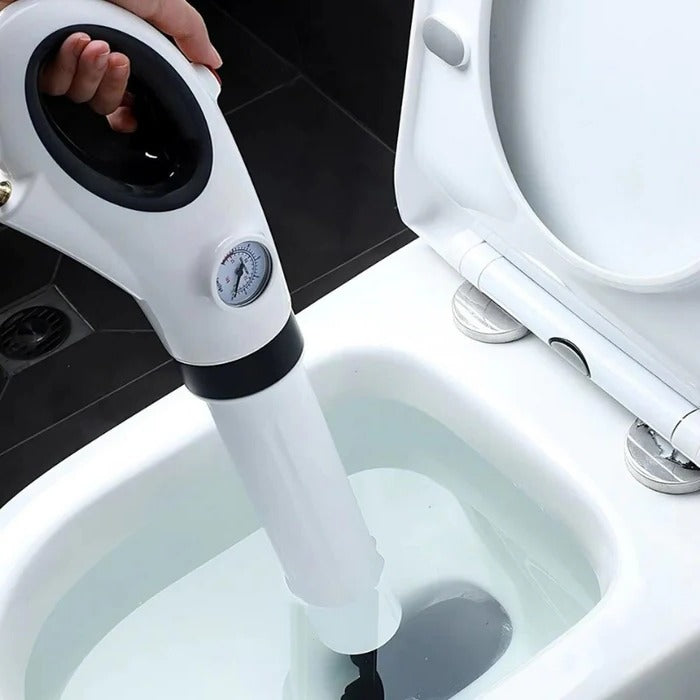 Air Pressure Drain Unblocker with Manual Activation for Toilets and Sinks