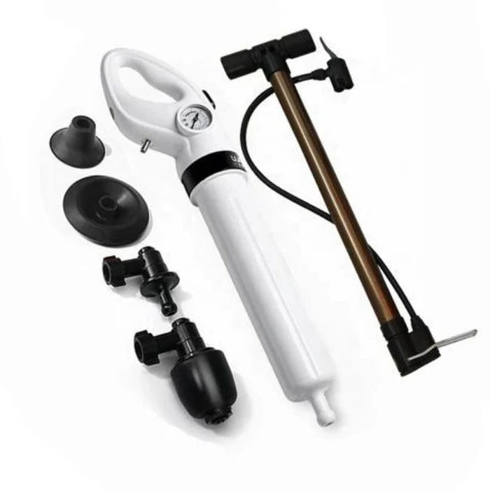 Air Pressure Drain Unblocker with Manual Activation for Toilets and Sinks