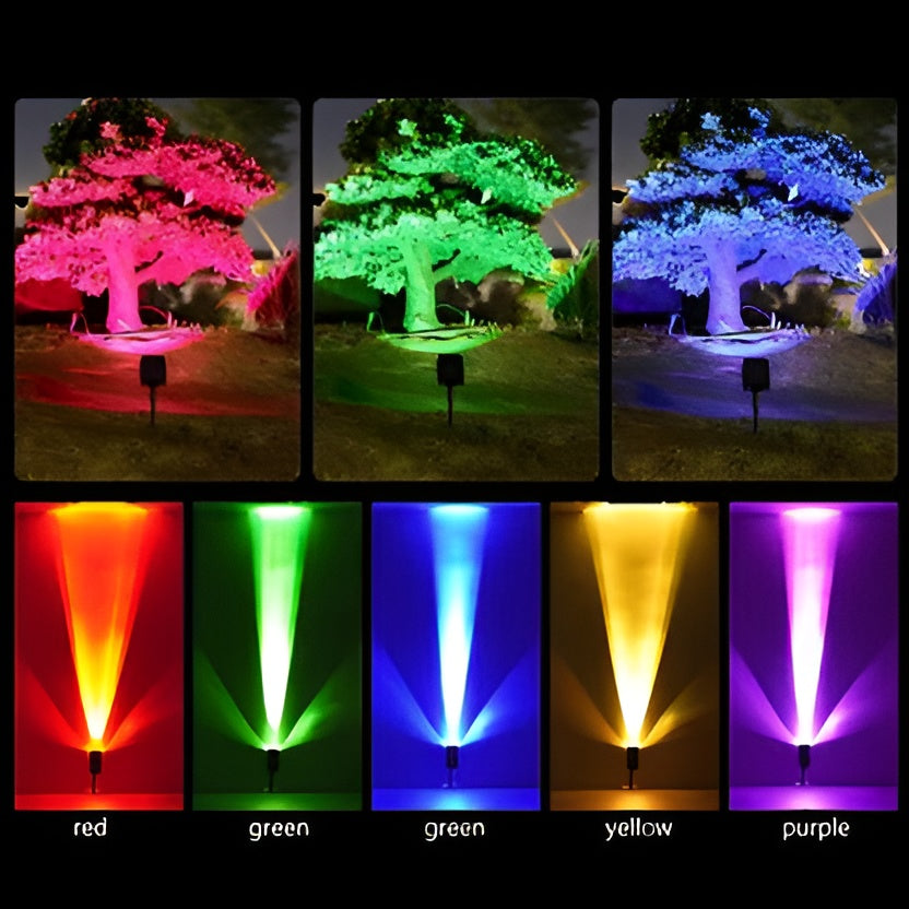 Solar Spot Light with Adjustable Zoom Lens and RGB Color Modes, IP65 Weather Sealed