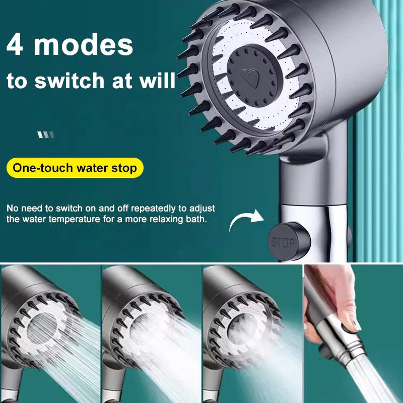 Micro-Hole Showerhead with Nine-Stage Filtration and Flow Control Button
