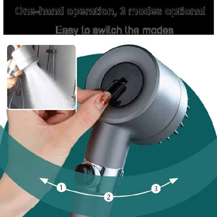 Micro-Hole Showerhead with Nine-Stage Filtration and Flow Control Button