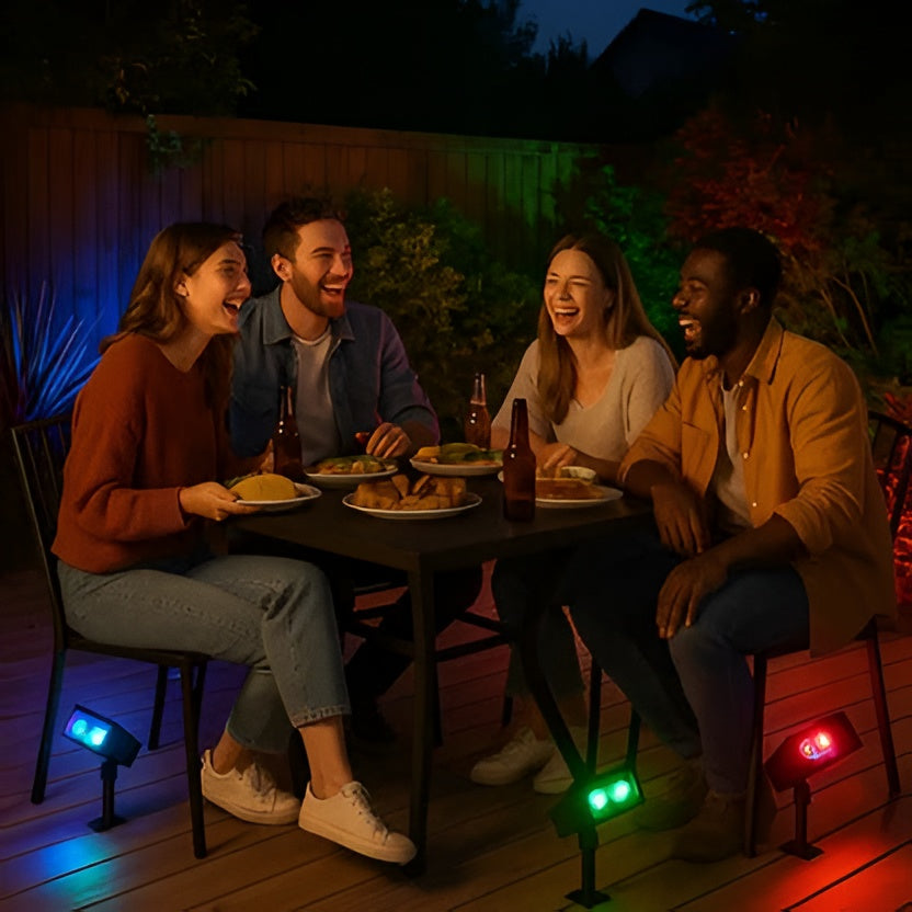 Solar Spot Light with Adjustable Zoom Lens and RGB Color Modes, IP65 Weather Sealed