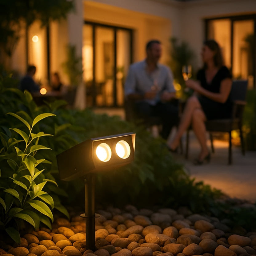 Solar Spot Light with Adjustable Zoom Lens and RGB Color Modes, IP65 Weather Sealed