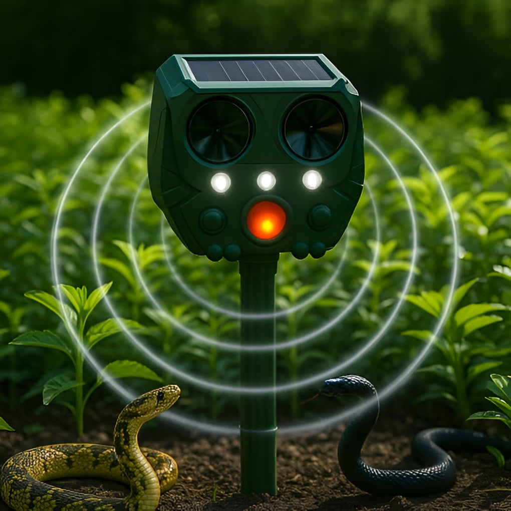 Motion-Activated Ultrasonic Snake Repeller with Solar Power and USB Charging
