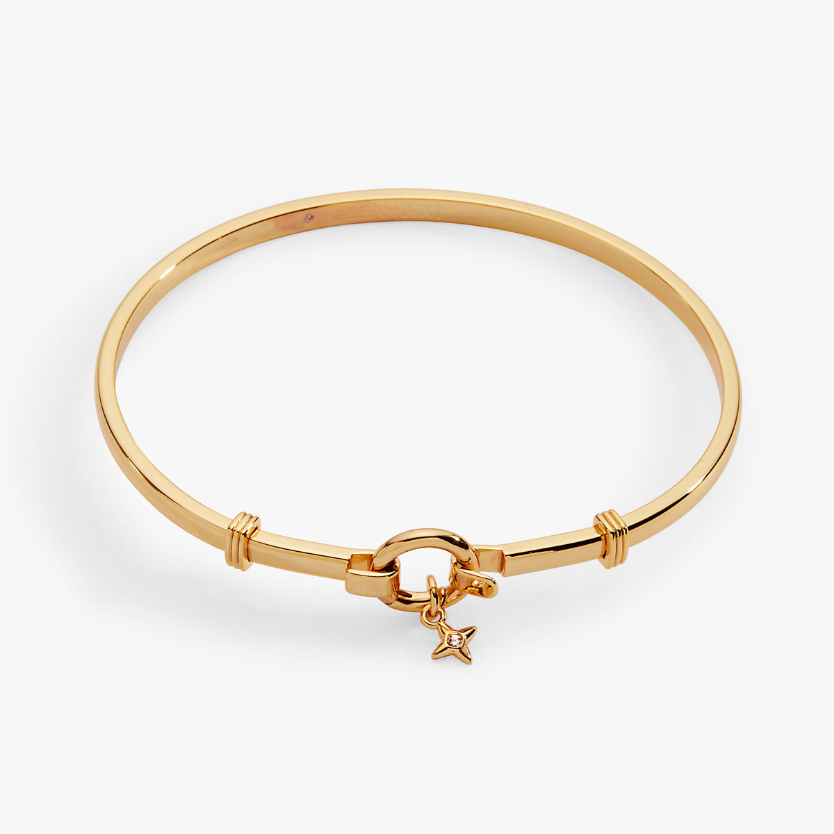 Bangle Bracelet Base with Star Charm Accent and Open Clasp