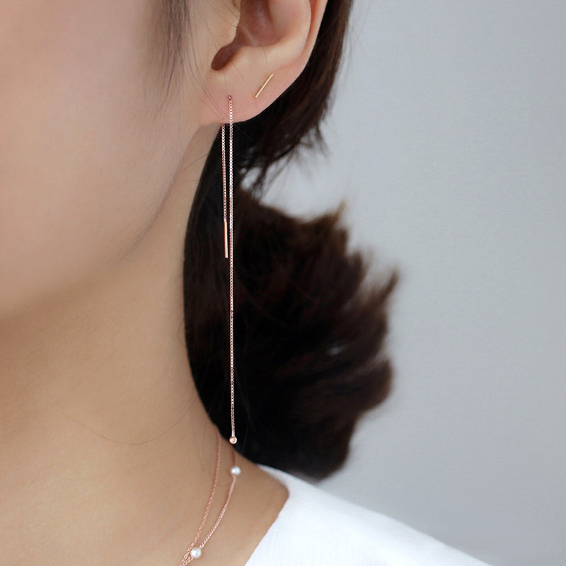 Sterling Silver Chain Threader Earrings, 5.51  Inches