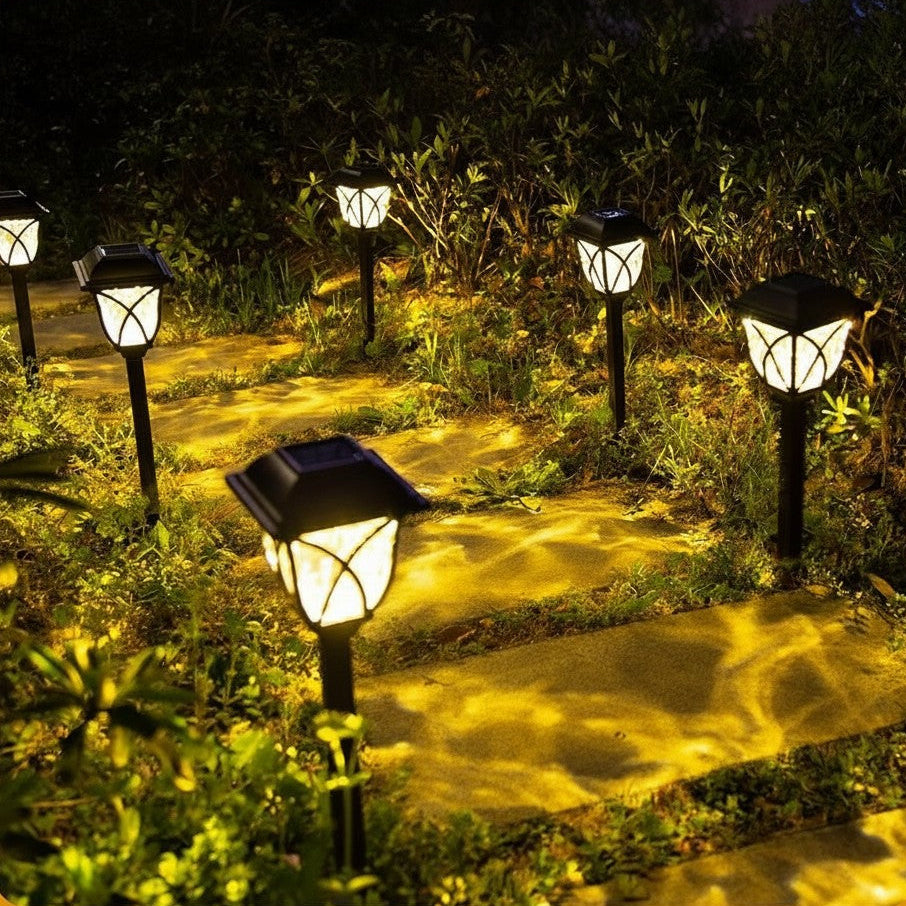Solar Pathway Lights with Water-Ripple Pattern and Auto On-Off, 6-Pack