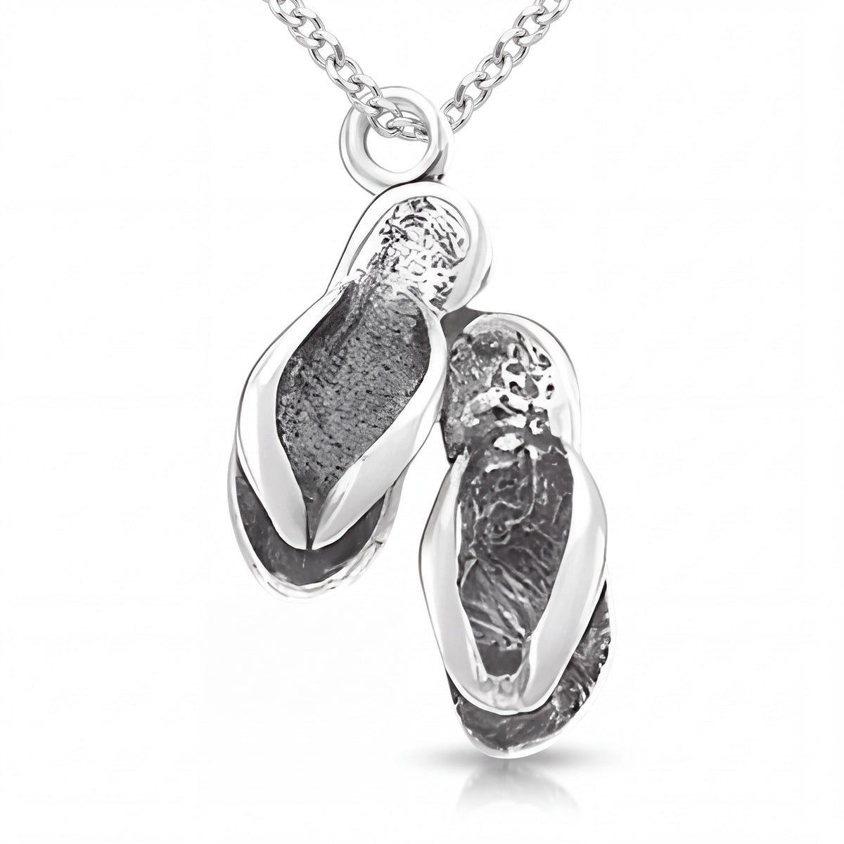 Sterling Silver Flip Flop Charm with Jump Ring, 3 by 8 inch