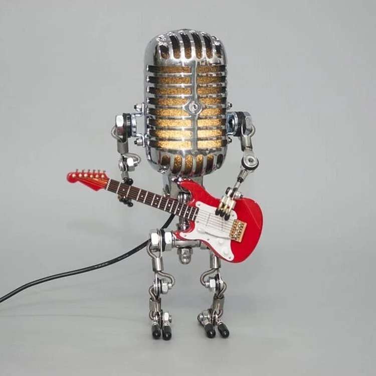 Poseable Robot Microphone Desk Lamp with LED Lighting and Adjustable Joints
