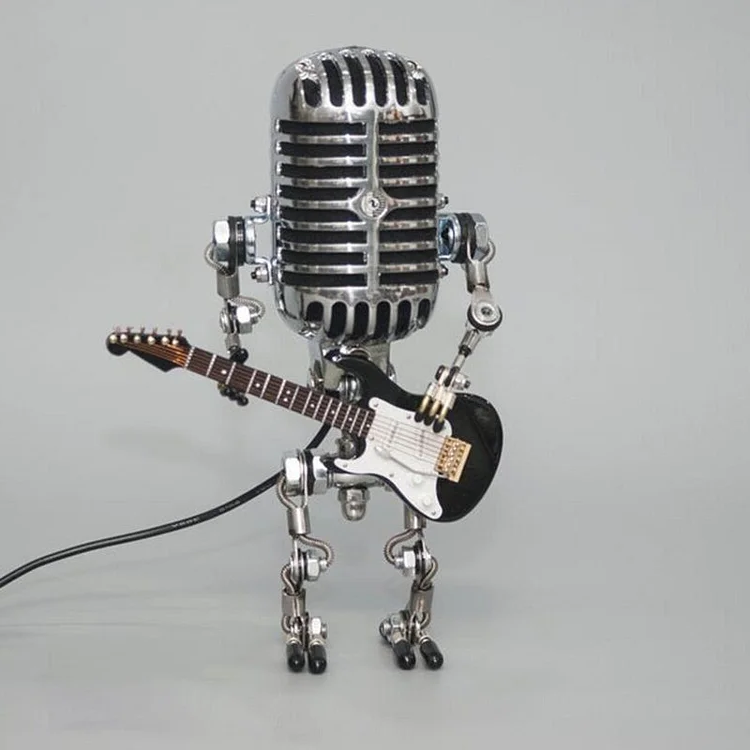Poseable Robot Microphone Desk Lamp with LED Lighting and Adjustable Joints