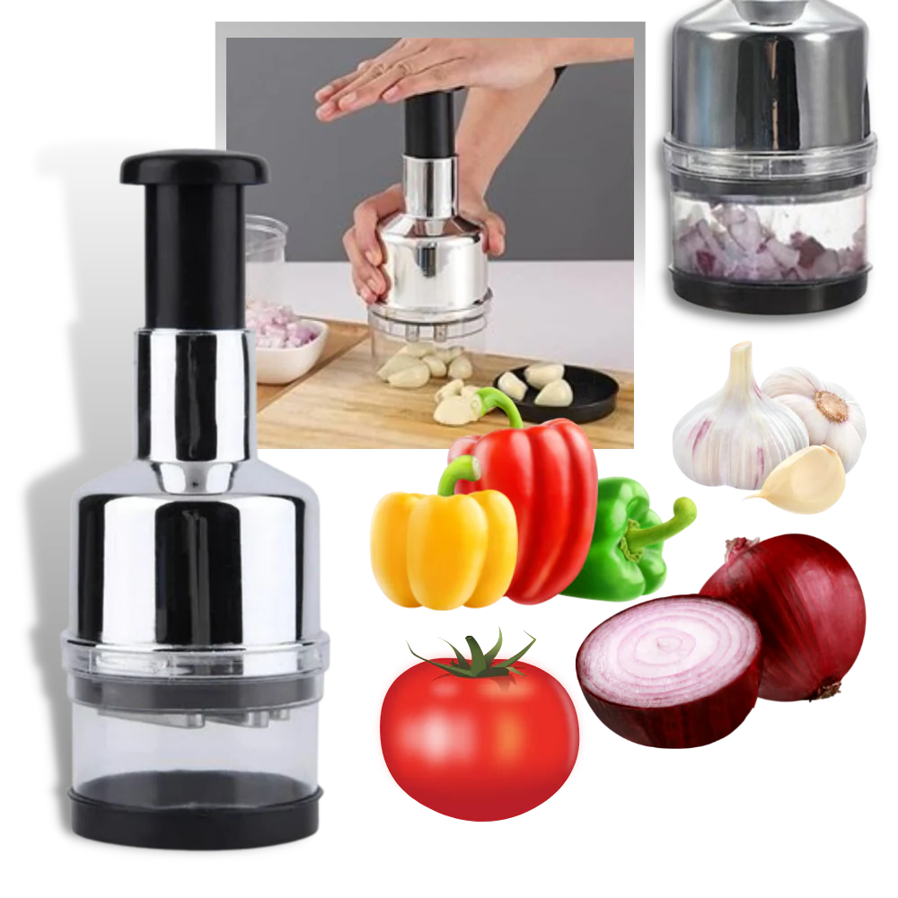 Manual Vegetable Chopper with Stainless Steel Blades and PP Plastic Housing