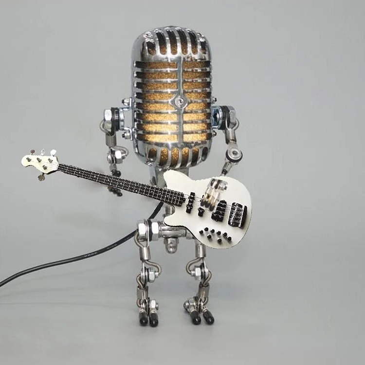 Poseable Robot Microphone Desk Lamp with LED Lighting and Adjustable Joints