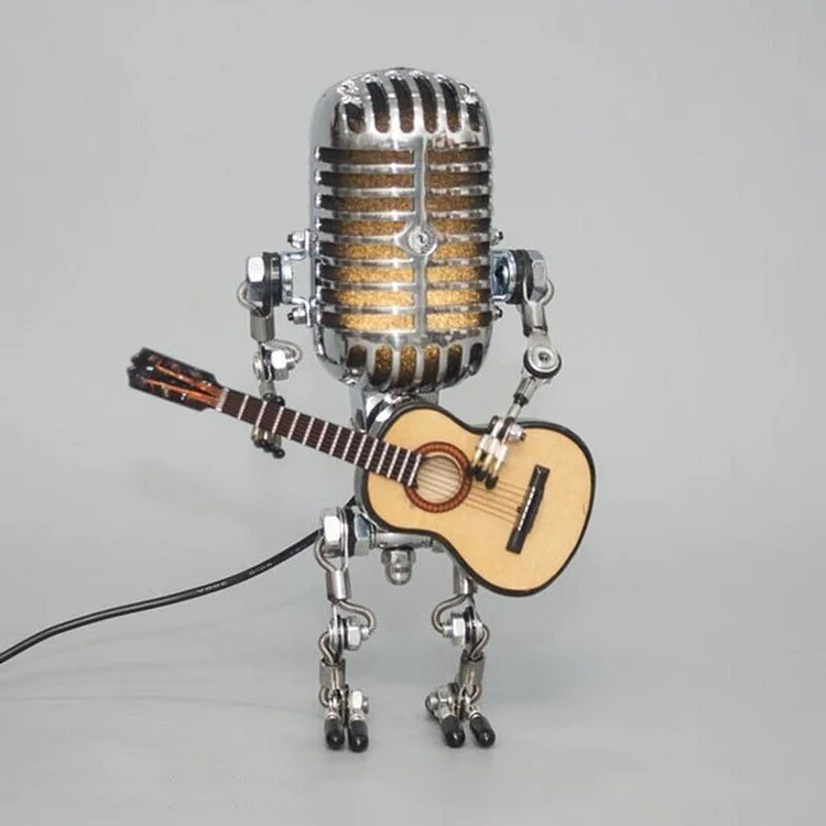 Poseable Robot Microphone Desk Lamp with LED Lighting and Adjustable Joints