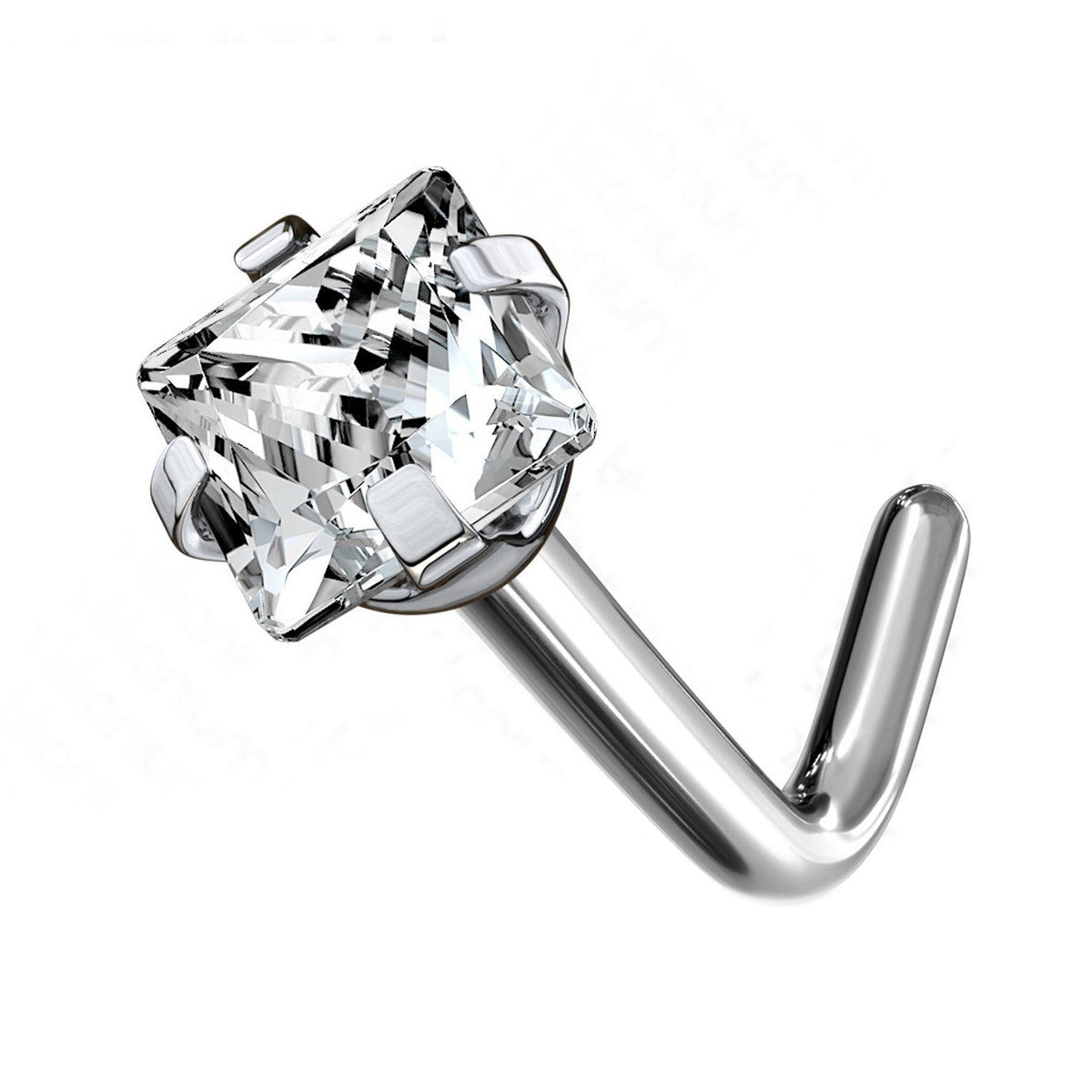 Cubic Zirconia Titanium Nose Stud with 6mm Post, 18G or 20G