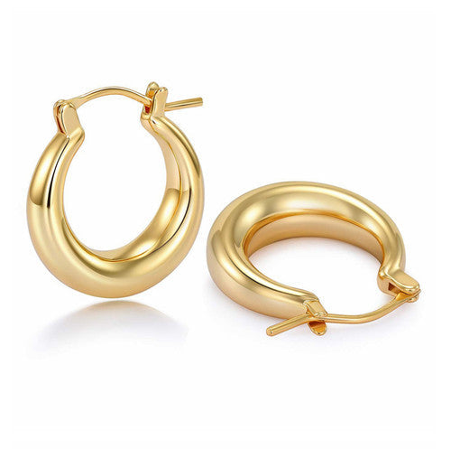 Gold-Tone Hoop Earrings Set with Hinged Closure and Three Graduated Sizes, 20-30mm