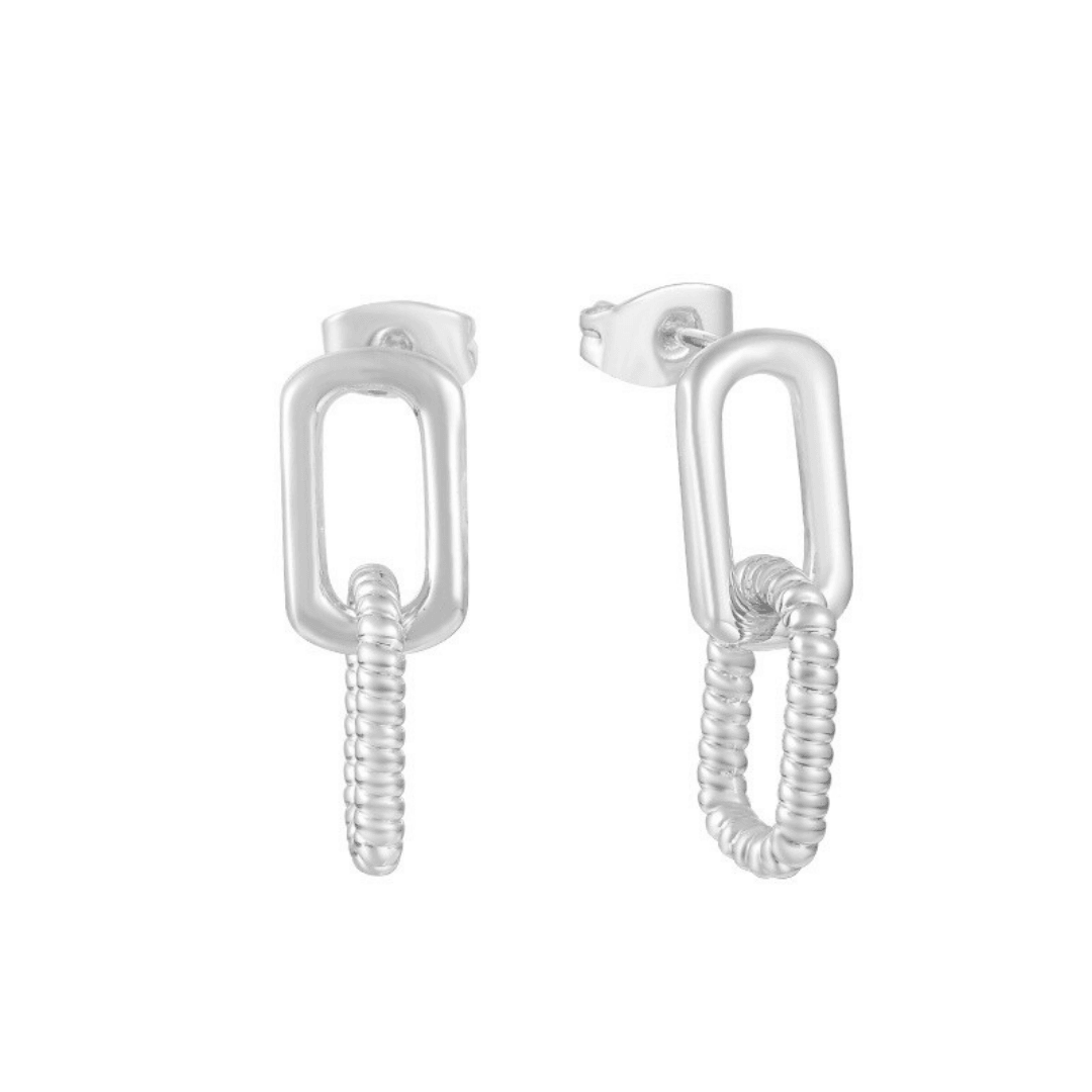 Metal Chain Link Pendant Earrings with Dangling Design