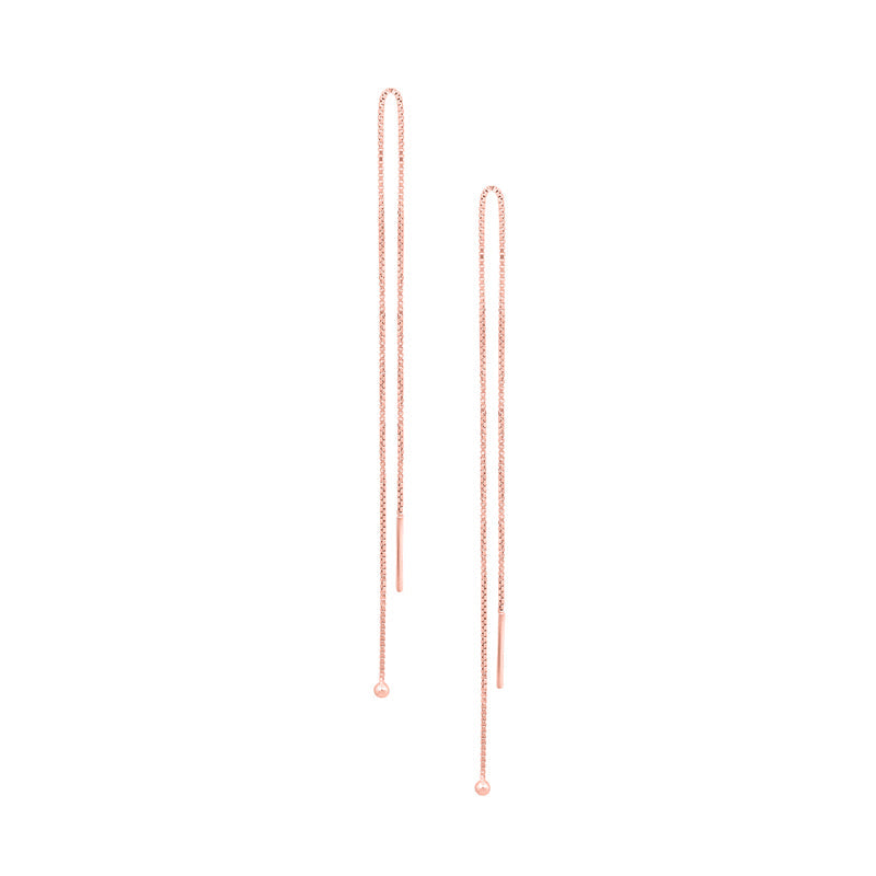 Simple Chain Threader Earrings in Rose Gold
