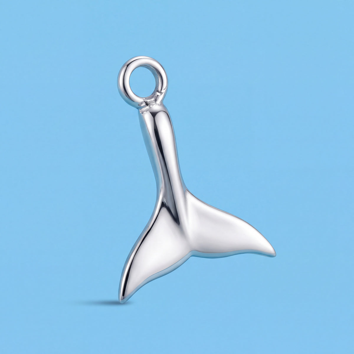 Sterling Silver Whale Tail Charm with Jump Ring for Bracelets