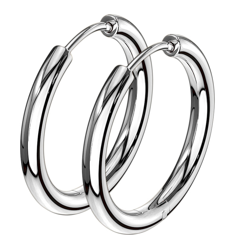 Stainless Steel Hinged Hoop Earrings by Urban Body Jewelry
