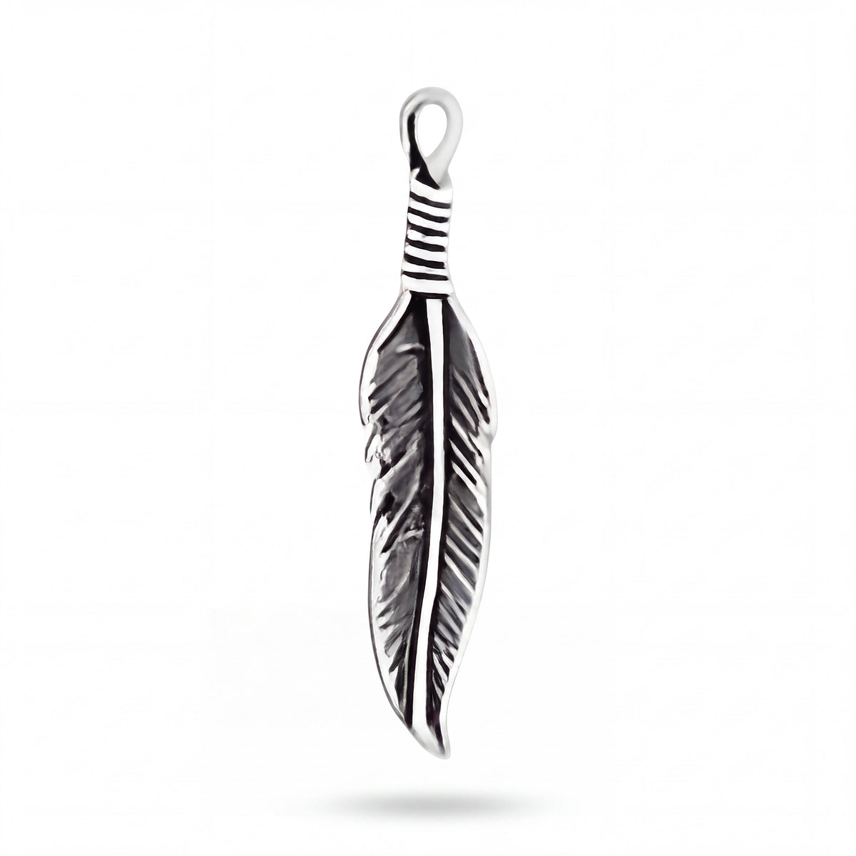 Feather Charm in Sterling Silver with Jump Ring, Medium Size