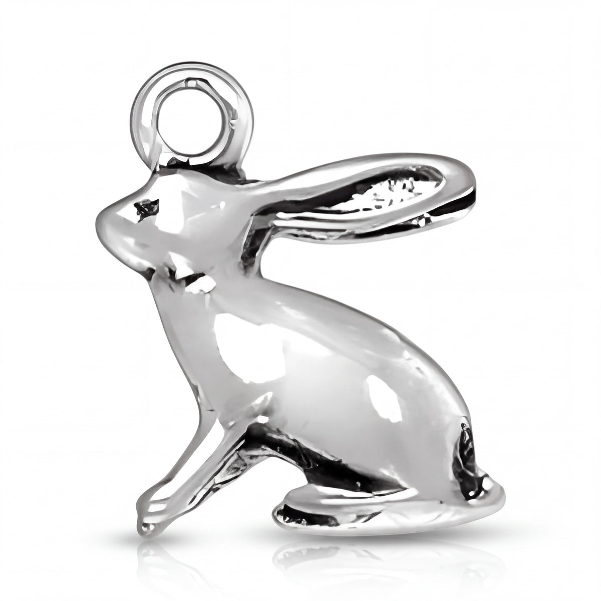 Rabbit Charm in .925 Sterling Silver with Jump Ring Attachment