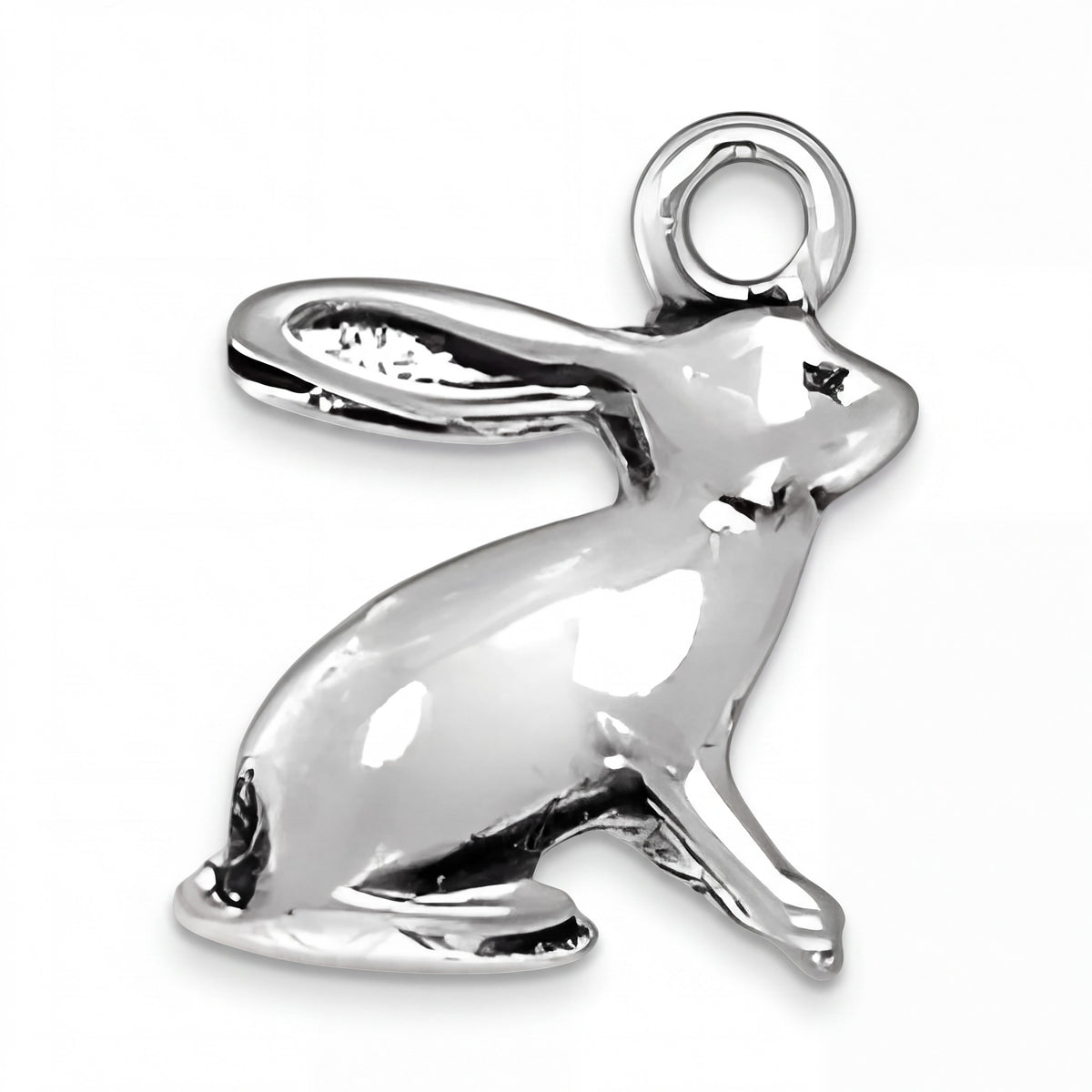 Rabbit Charm in .925 Sterling Silver with Jump Ring Attachment