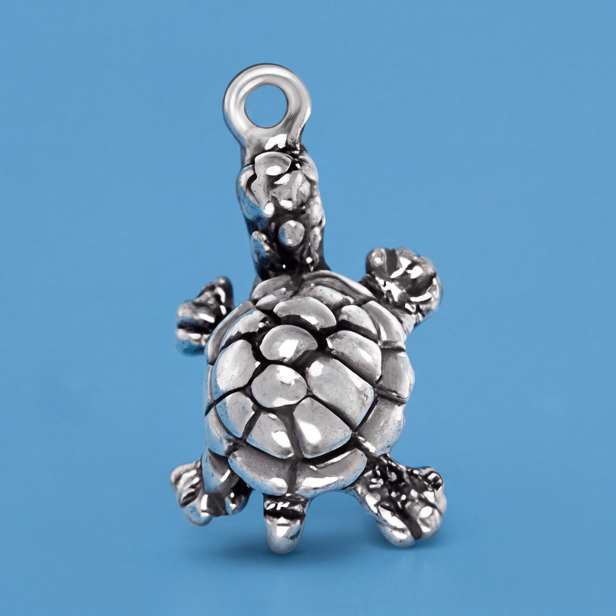 Turtle Charm in .925 Sterling Silver with Jump Ring Attachment