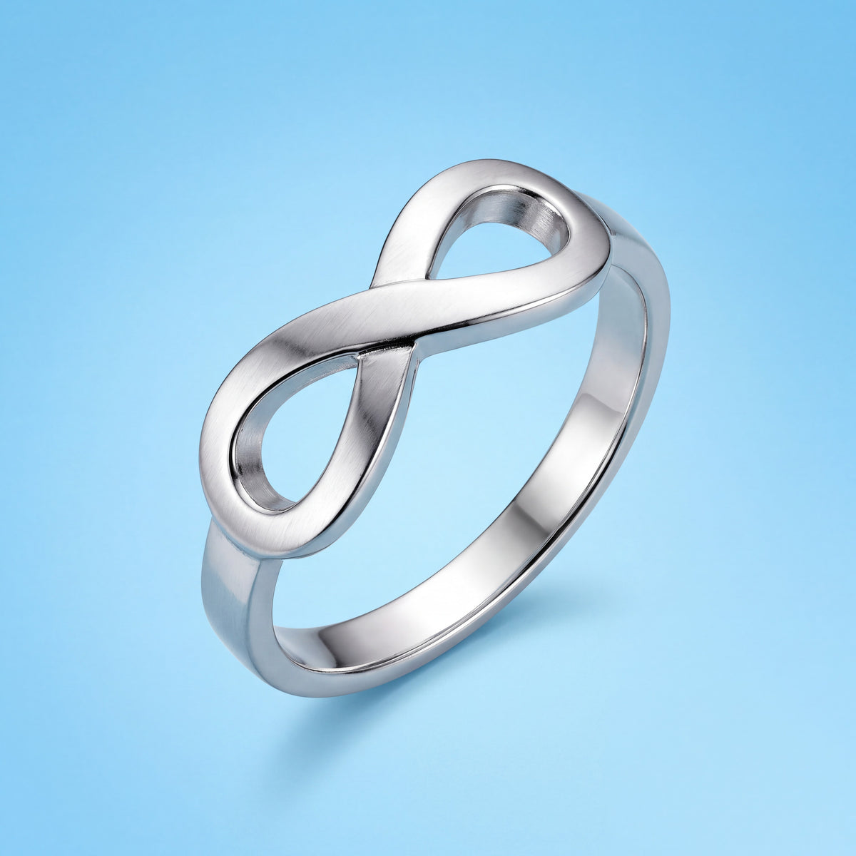 Sterling Silver Infinity Ring with Polished Finish and Nickel Free Design