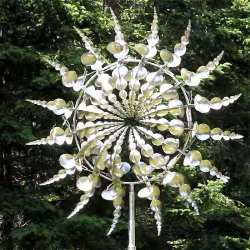 Metal Wind Spinner with 18 Rotating Blades and Ball Bearing Mechanism, 39in