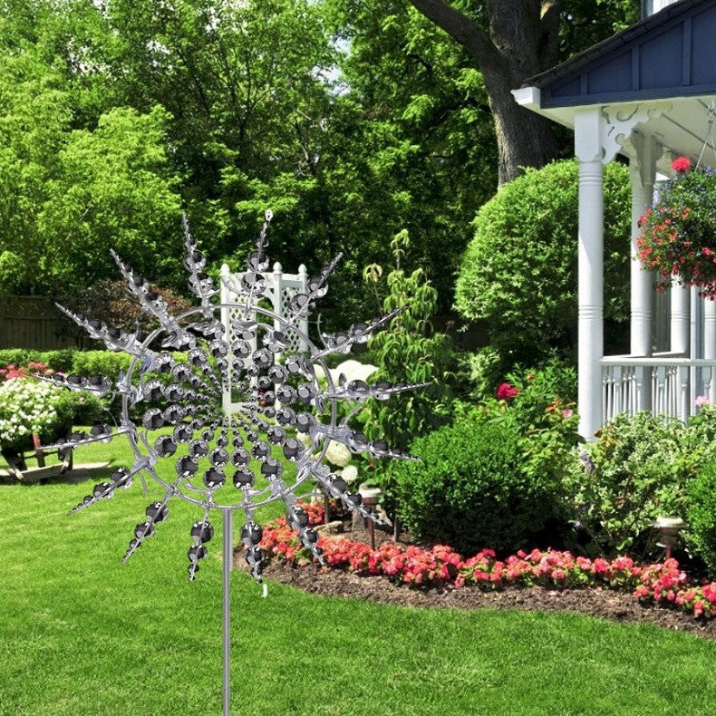 Metal Wind Spinner with 18 Rotating Blades and Ball Bearing Mechanism, 39in
