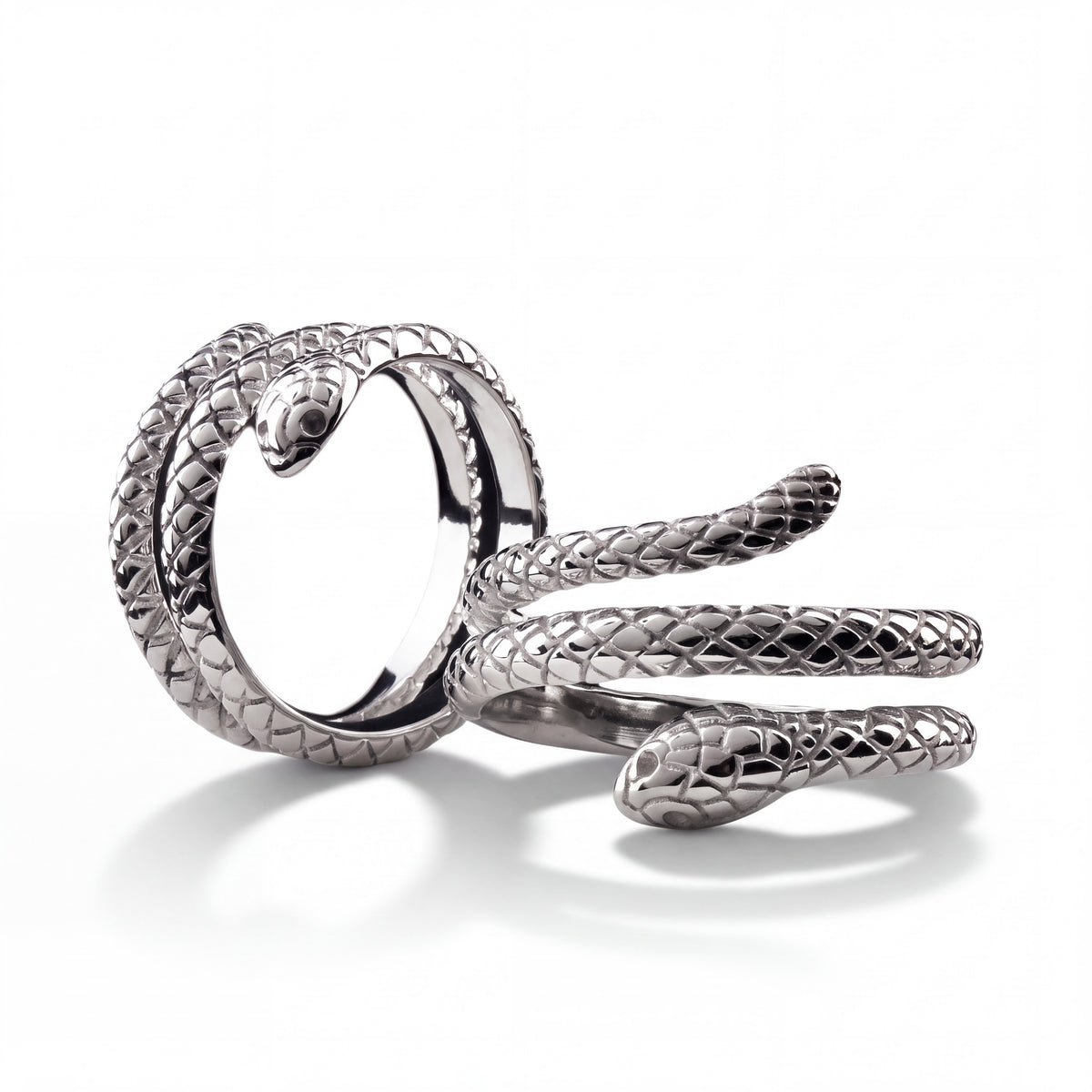Snake Wrap Stainless Steel Ring with Polished Finish, 25mm Band